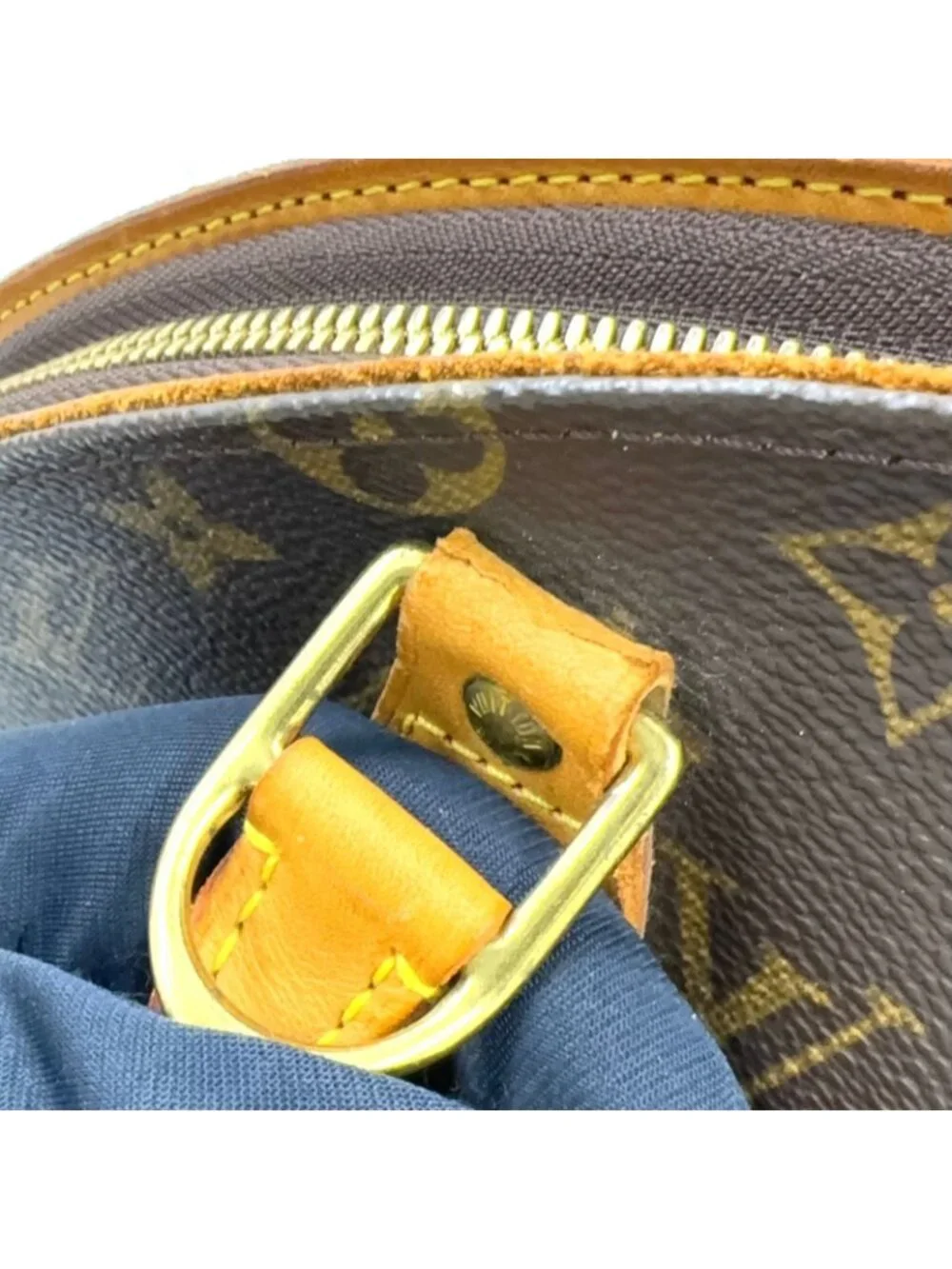 Louis Vuitton Ellipse MM Monogram Leather Brown Handbag Gold